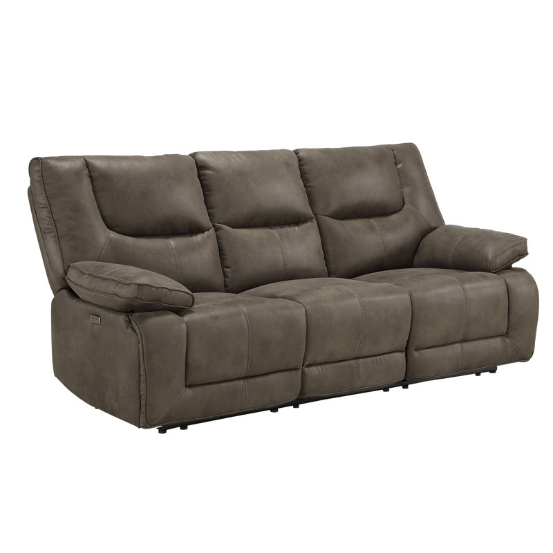 Canora Grey Tilghman Genuine Leather Reclining 87" Pillow Top Arms Sofa